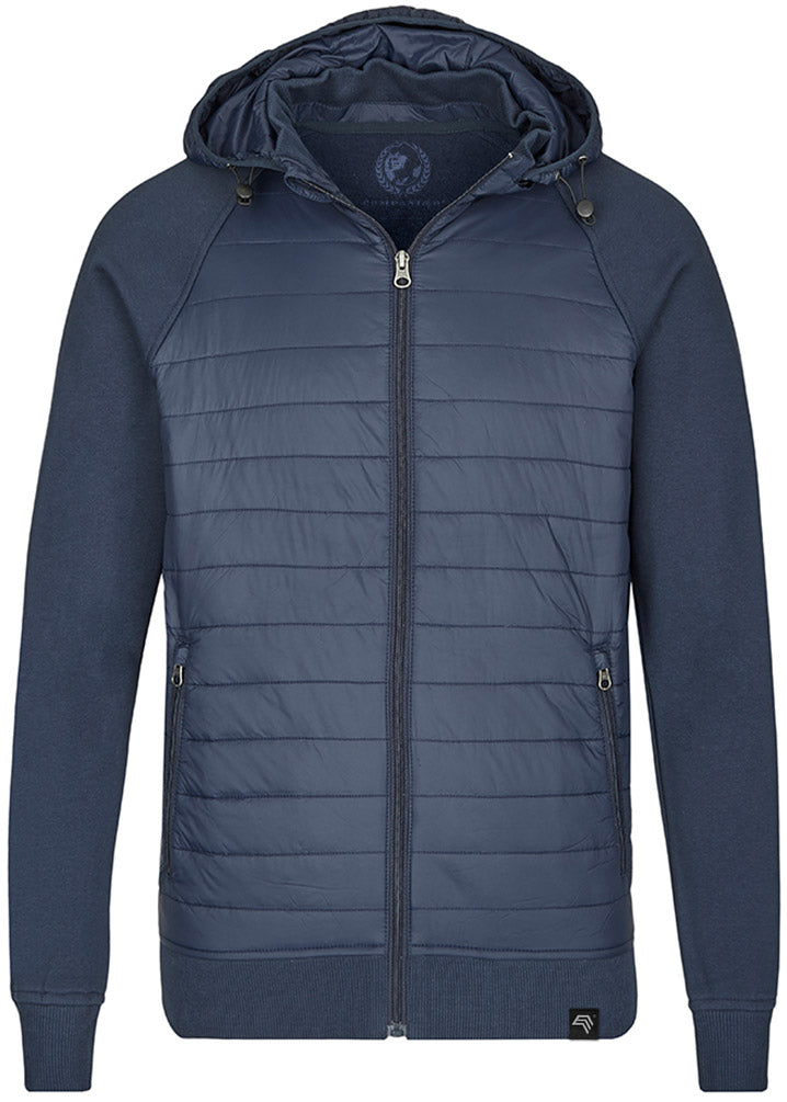 MMT 0810 ― Hybrid Material-Mix Sweat Jacket with Detachable Hood - Navy Blue