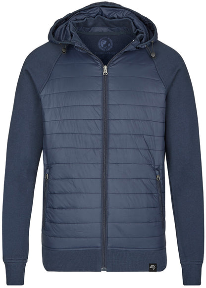 MMT 0810 ― Hybrid Material-Mix Sweatjacke mit abnehmbarer Kapuze - Navy Blau