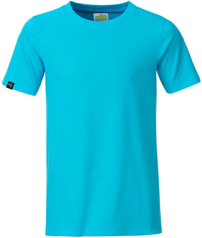 JAN 8008B ― Kinder/Jungen Bio-Baumwolle T-Shirt - Turquoise Blau Türkis