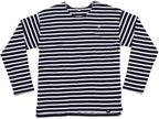 ― % ― MTS M136 ― Unisex Organic Cotton Striped Long Sleeve Sweatshirt - Navy Blue / White [M]