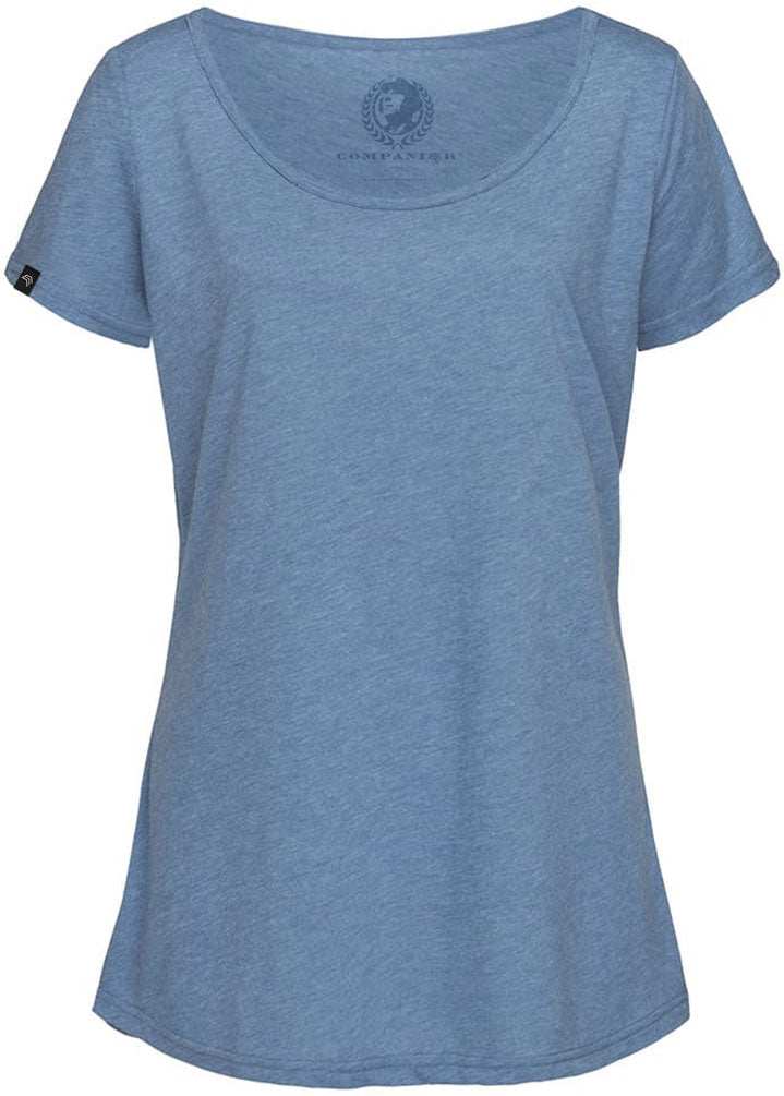 ― % ― STN 9950 ― Women's Oversized Melange Vintage T-Shirt - Blau Melange [M]