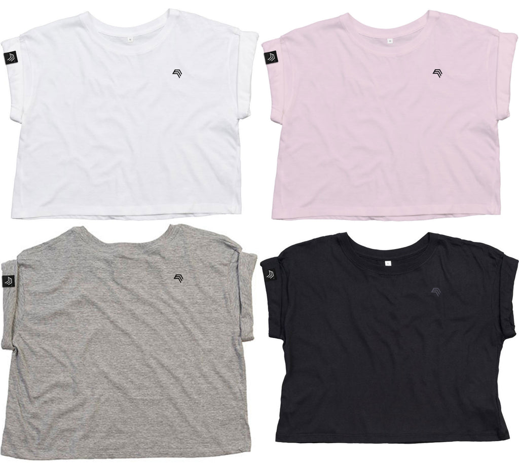 MTS M096 ― Women's Organic Cotton Crop Top T-Shirt - Melange Grey