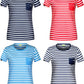 JAN 8027 ― Damen Bio-Baumwolle Streifen T-Shirt gestreift - Weiß / Navy Blau