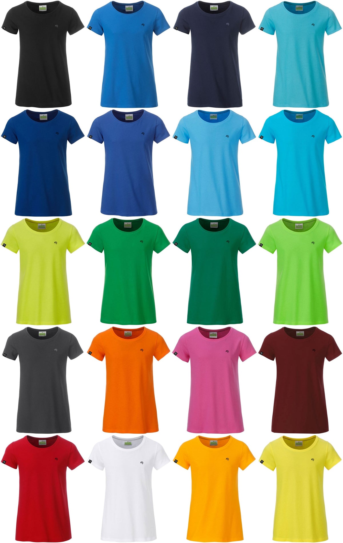 JAN 8007G ― Kinder/Mädchen Bio-Baumwolle T-Shirt - Grün Acid Gelb