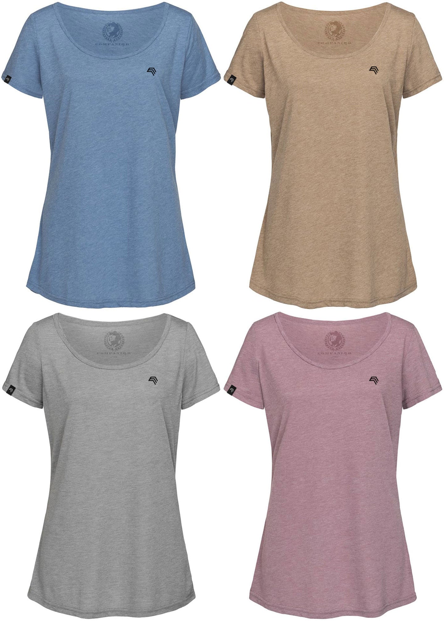 ― % ― STN 9950 ― Women's Oversized Melange Vintage T-Shirt - Blau Melange [M]