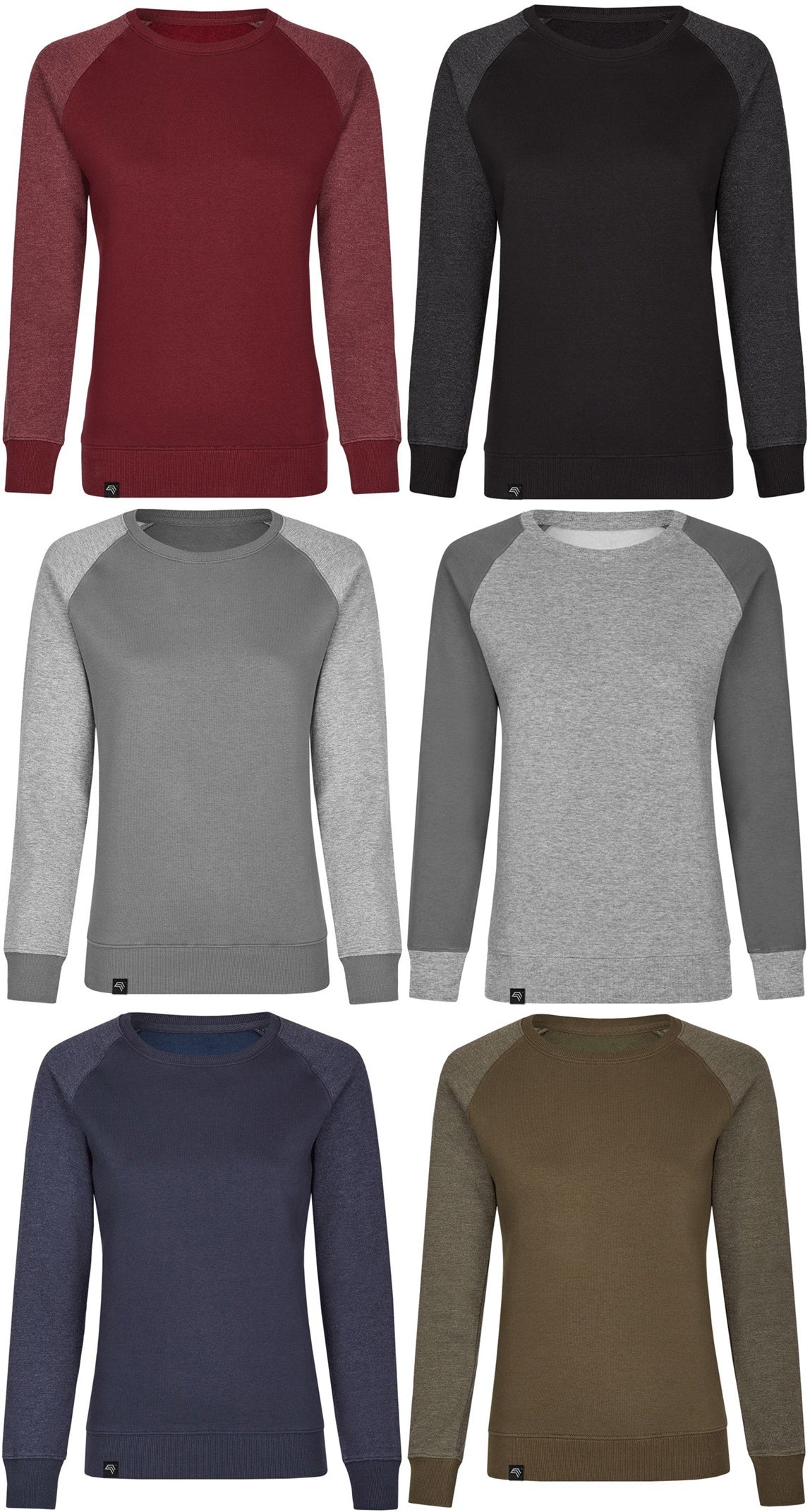 MMT 0520 ― Damen Bi-Color Sweatshirt - Burgund Rot / Melange