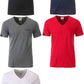 ― % ― JAN 8004/10A ― Herren Bio-Baumwolle V-Neck T-Shirt mit Brusttasche - Heather Melange Grau [XL]
