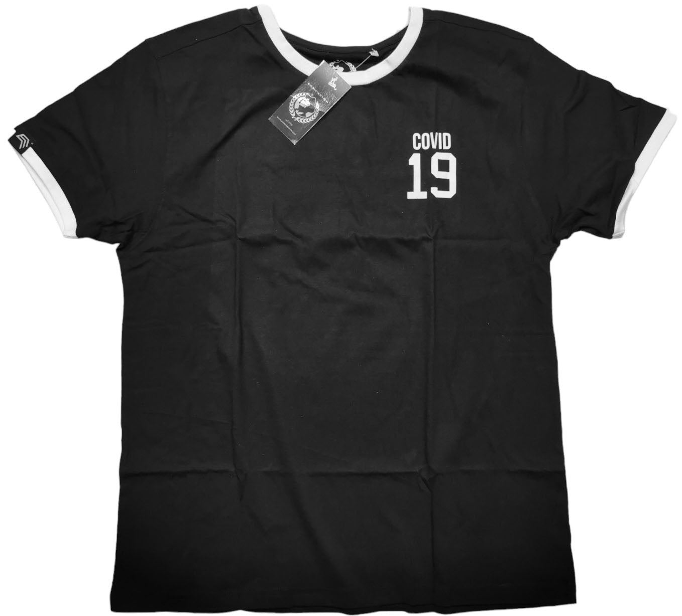 ― % ― Covid 19 ― Fashion Ringer Contrast T-Shirt Schwarz / Weiß [XL]