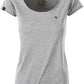― % ― JAN 8001/ ― Damen Bio-Baumwolle Rollsaum T-Shirt - Heather Grau Melange [XS]