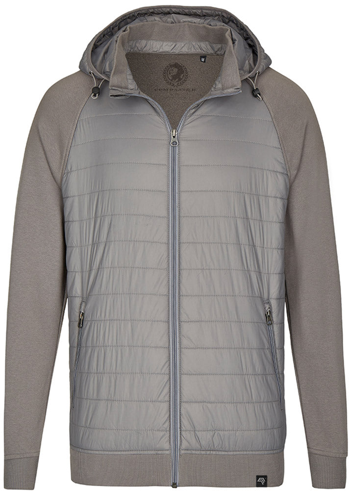 MMT 0810 ― Hybrid Material-Mix Sweat Jacket with Detachable Hood - Solid Grey