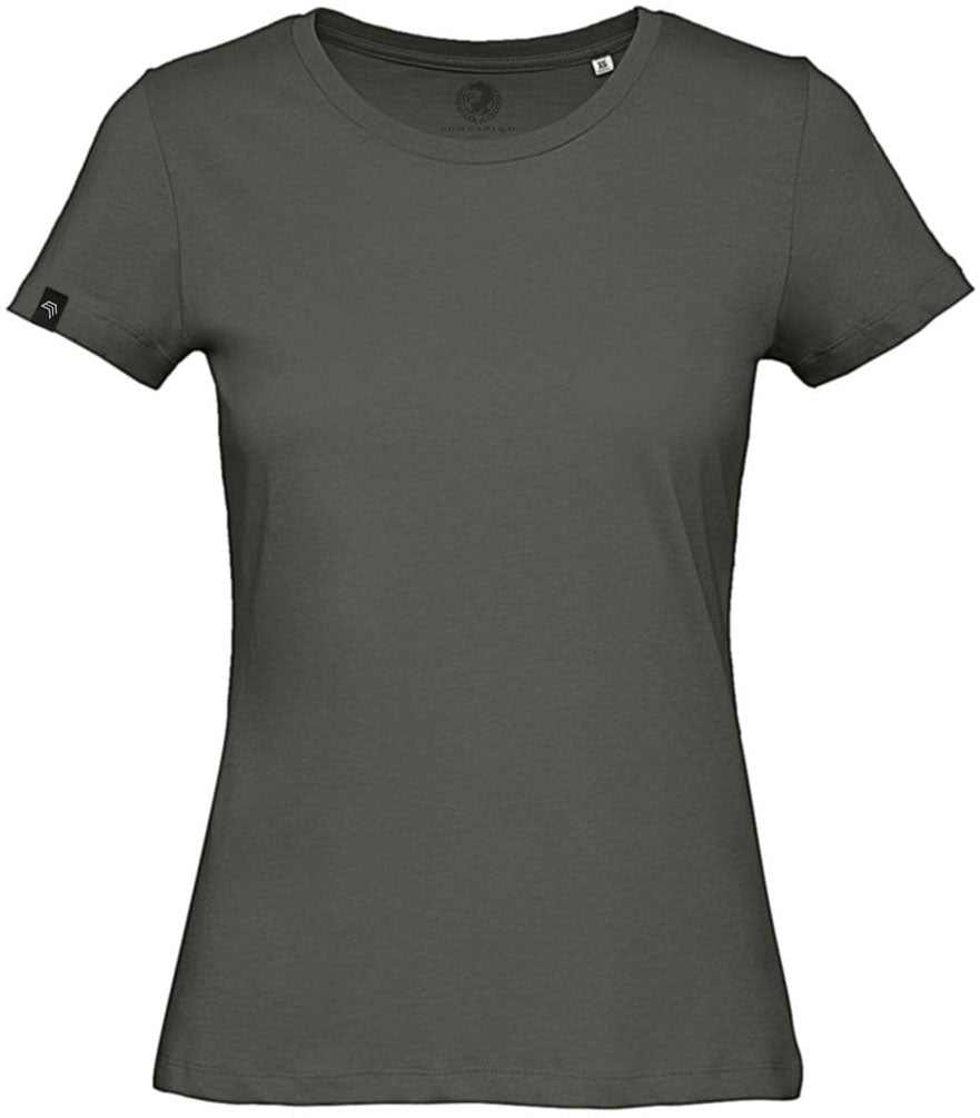 ― % ― BAC TW043/ ― Damen Bio-Baumwolle Medium-Fit T-Shirt - Olive Grün Grau [XS]
