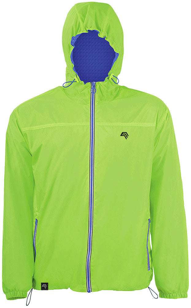 SLS 1171 — Lined Waterproof Windbreaker Skate Jacket - Neon Lime Green / Royal Blue