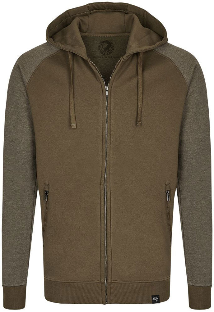 MMT 0710 — Unisex Bi-Color Raglan Hooded Jacket - Olive Green / Mélange