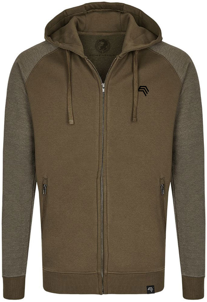 MMT 0710 — Unisex Bi-Color Raglan Hooded Jacket - Olive Green / Mélange
