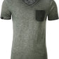 JAN 8016 ― Herren Bio-Baumwolle V-Neck Flammgarn T-Shirt - Olive Grün