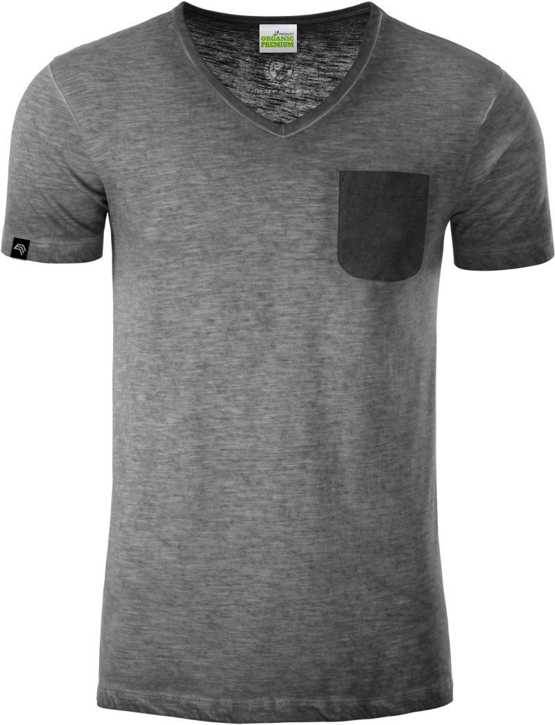 JAN 8016 ― Herren Bio-Baumwolle V-Neck Flammgarn T-Shirt - Graphite Grau