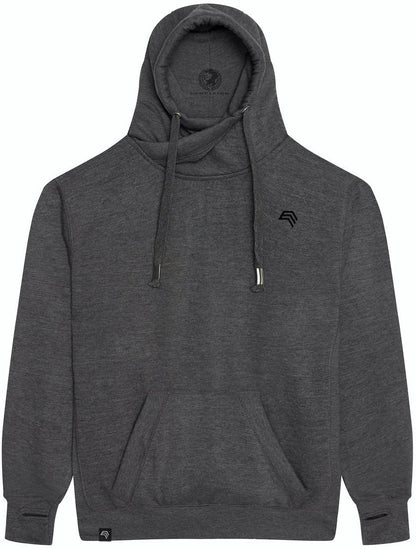 JDS 0021 ― Cross Neck Überkreuz Hoodie - Charcoal Grau Melange