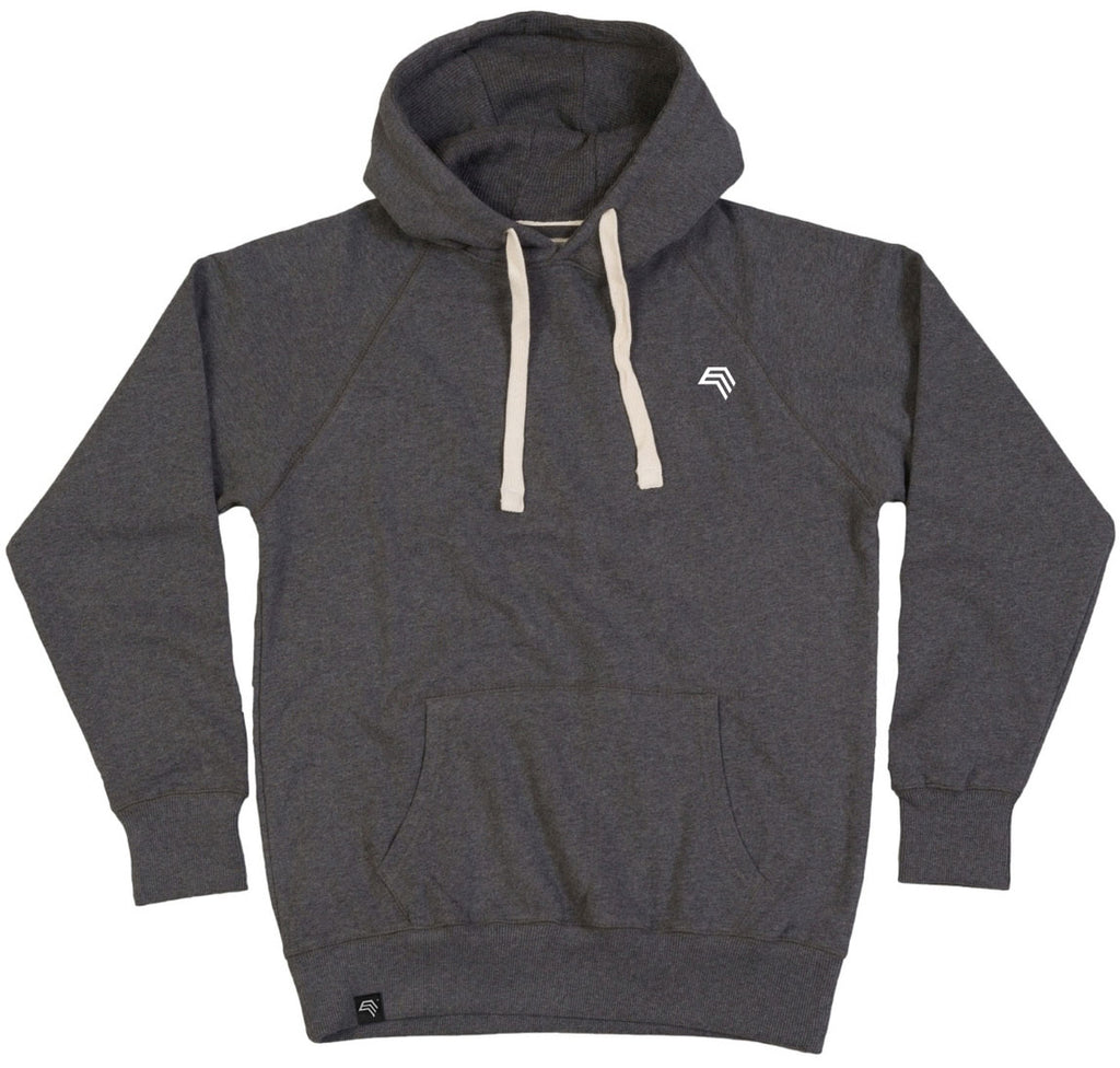 MTS M073 ― Heavy Peach-finish Raglan Hoodie with Organic Cotton - Grey Charcoal Melange