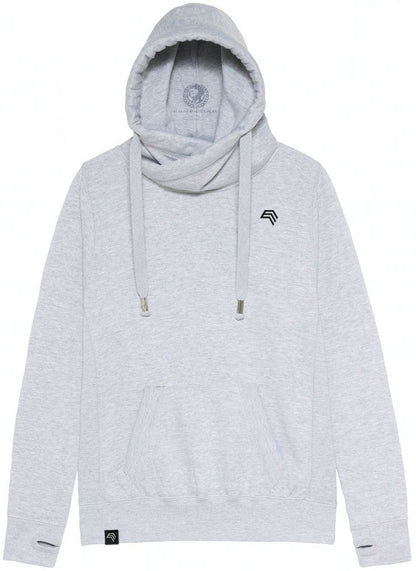 JDS 0021 ― Cross Neck Überkreuz Hoodie - Heather Grau Melange