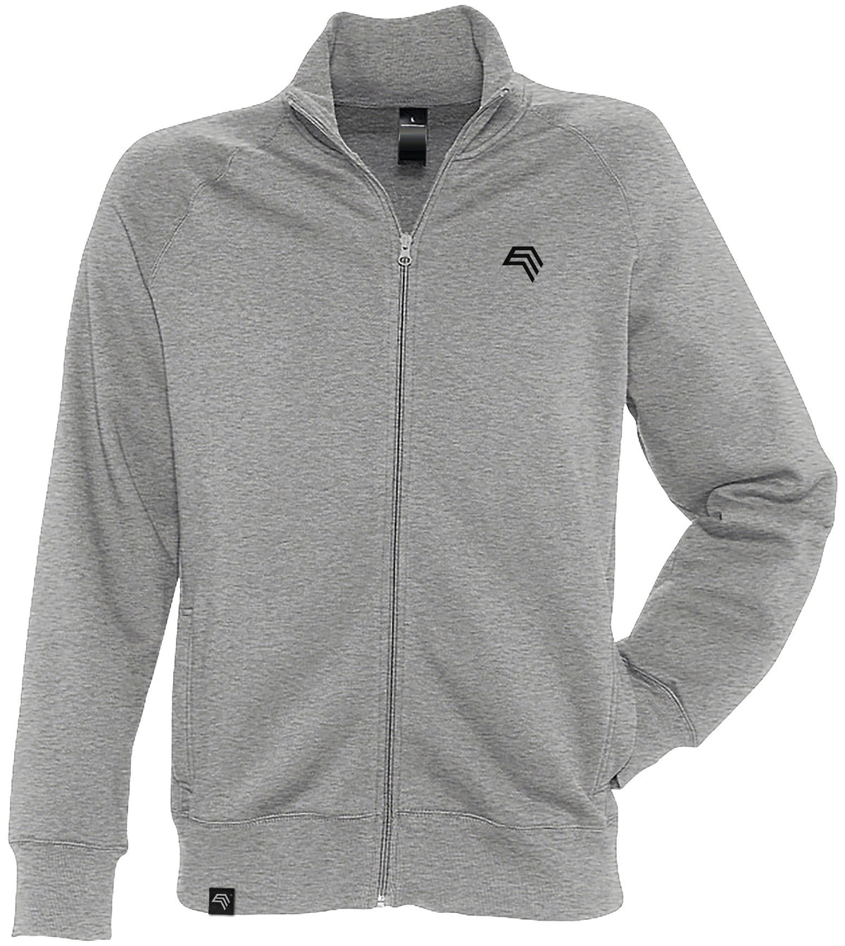 SLS 4720 — Raglan Sweat Jacket with Stand-Up Collar - Heather Grey Melange