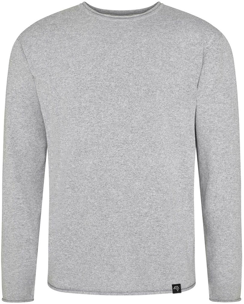 ECL 0060 ― Recycled fine-knit sweater made from reclaimed cotton - Heather Grey Melange