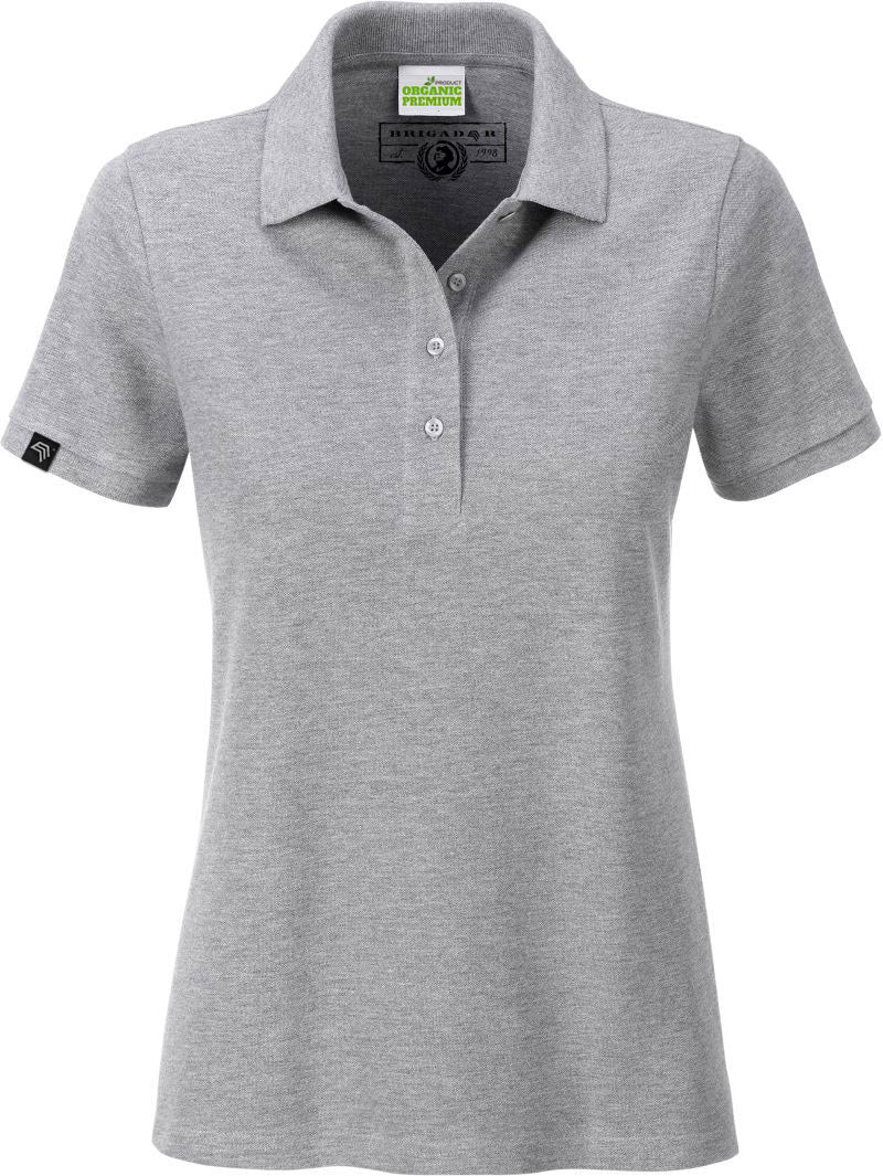― % ― JAN 8009 ― Damen Bio-Baumwolle Polo Shirt - Melange Grau Heather / L