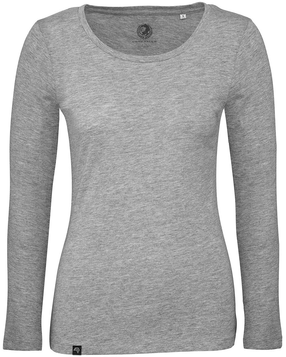 BAC TW071 ― Damen Bio-Baumwolle Langarm T-Shirt - Melange Heather Grau