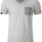 JAN 8016 ― Herren Bio-Baumwolle V-Neck Flammgarn T-Shirt - Hell Grau