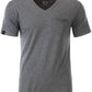 JAN 8004 ― Herren Bio-Baumwolle V-Neck T-Shirt mit Brusttasche - Heather Melange Grau