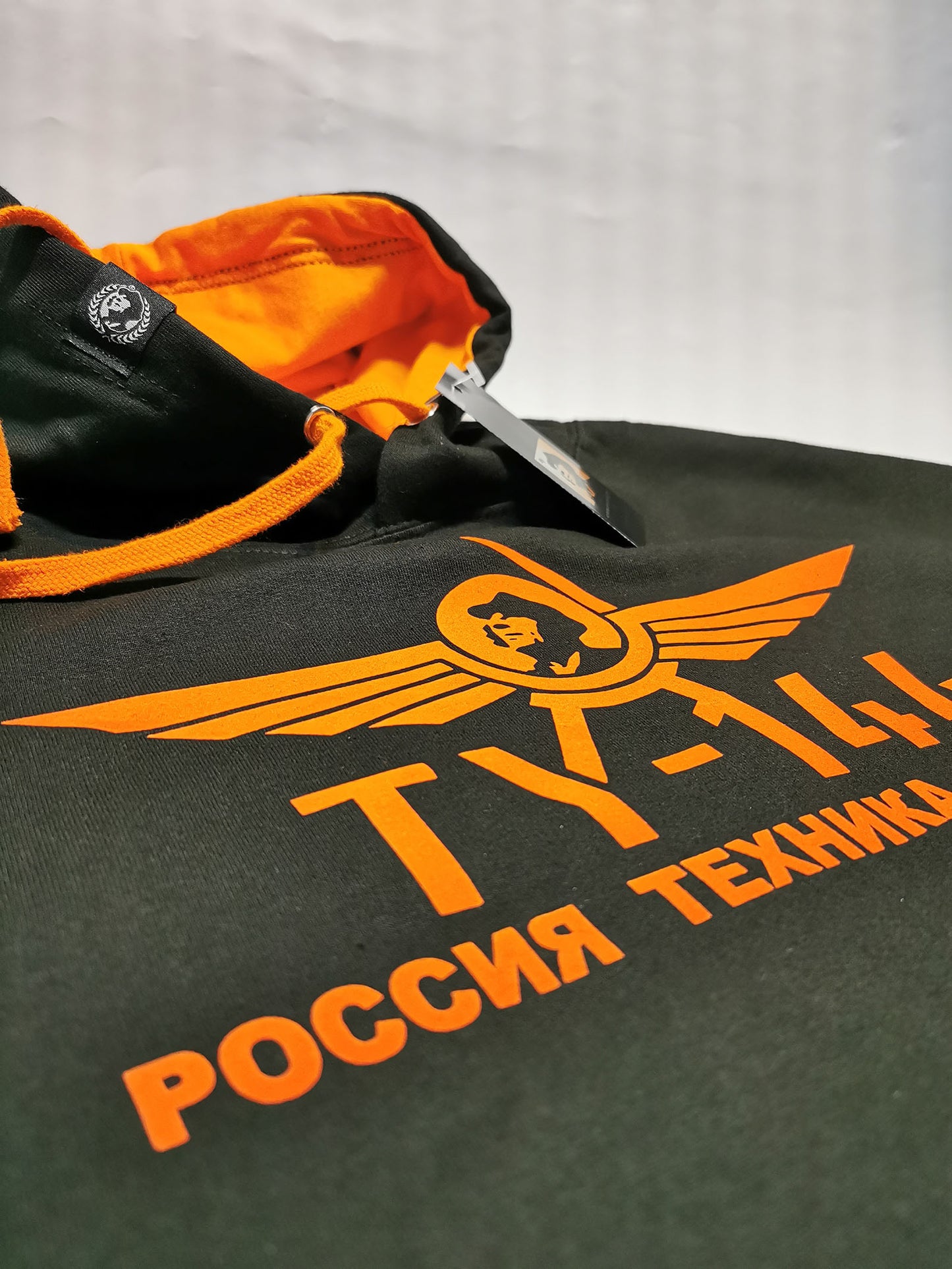 TU-144 - Unisex/Men's Bi-color Hoodie - Black / Orange