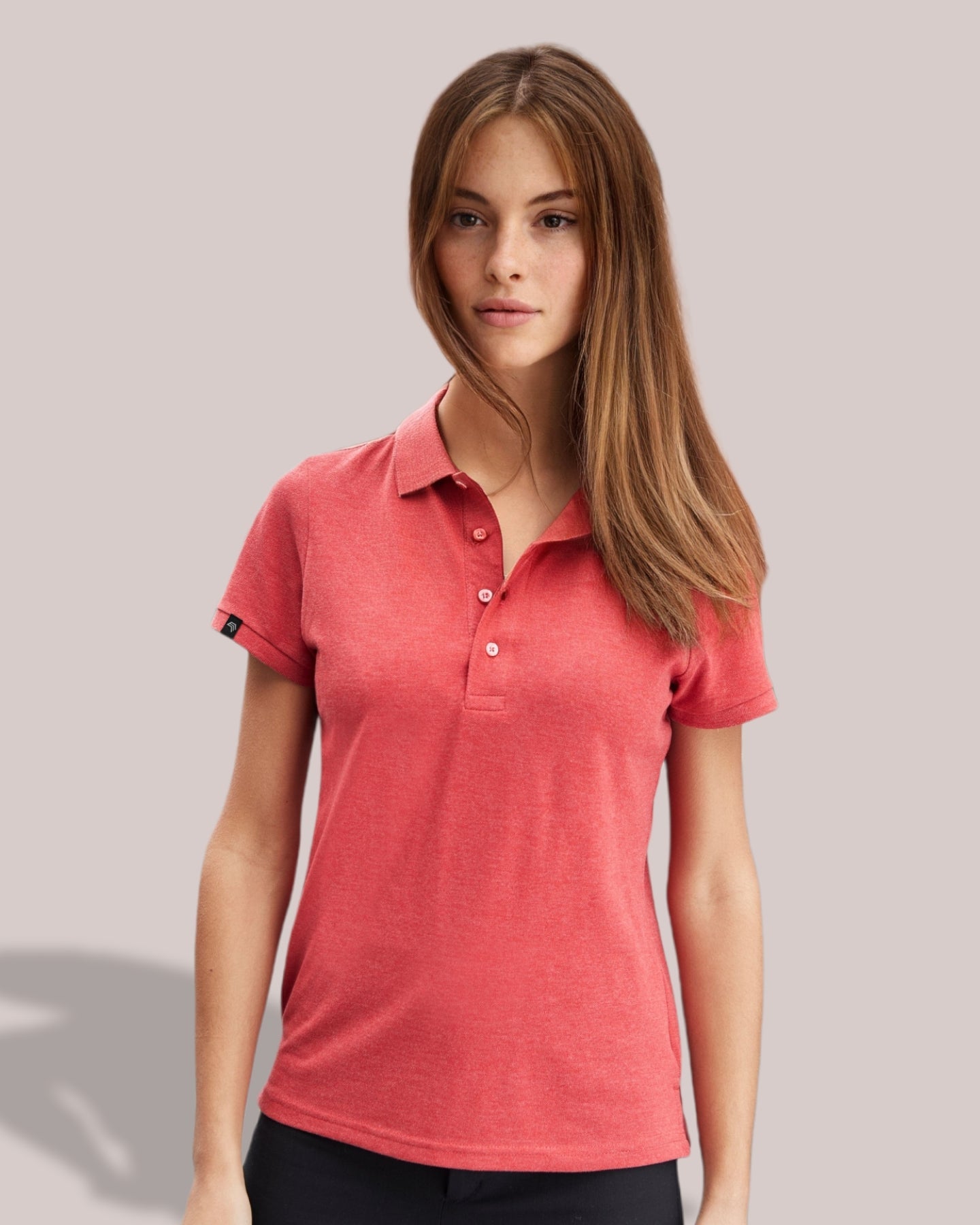 JAN 8009 ― Damen Bio-Baumwolle Polo Shirt - Heather Schwarz Grau Melange