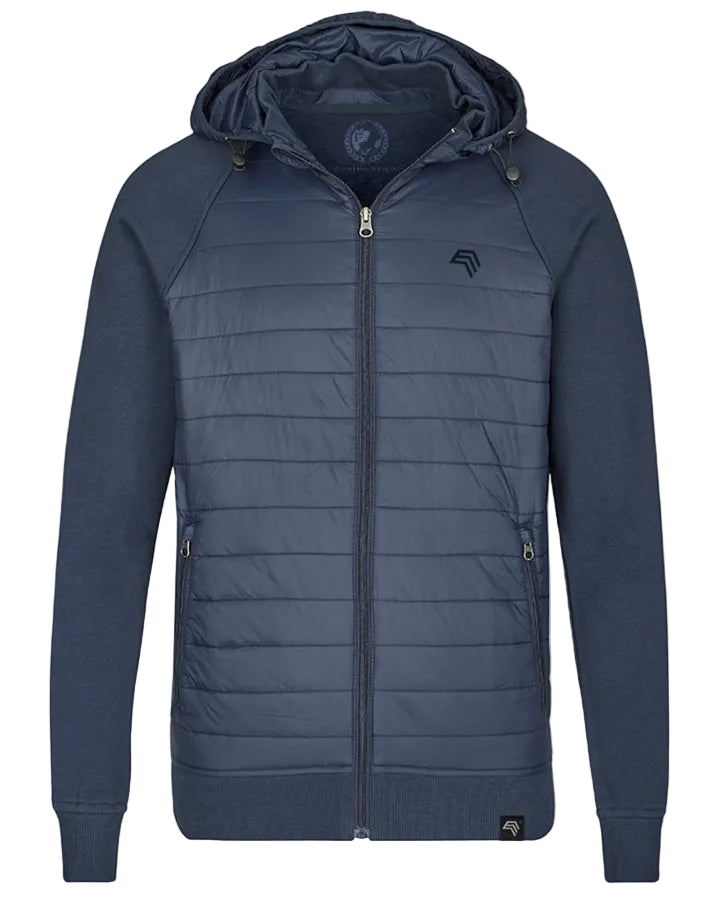 MMT 018Y ― Hybrid Material-Mix Sweatjacke mit abnehmbarer Kapuze