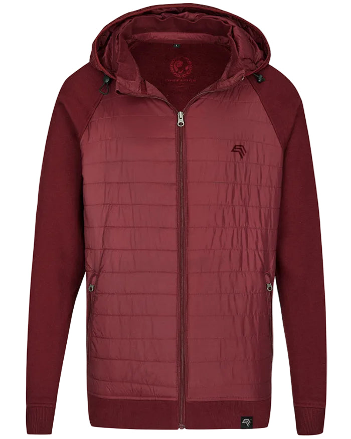 MMT 018Y ― Hybrid Material-Mix Sweatjacke mit abnehmbarer Kapuze