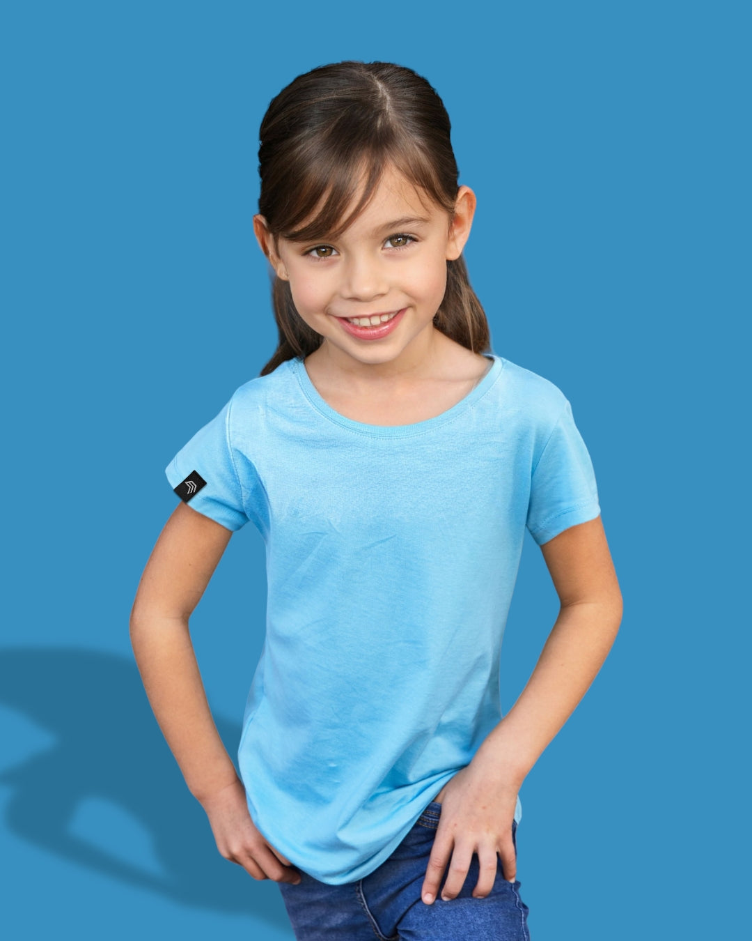 ― % ― JAN 8007G ― Kinder/Mädchen Bio-Baumwolle T-Shirt - Sky Blau [XS / 98-104]