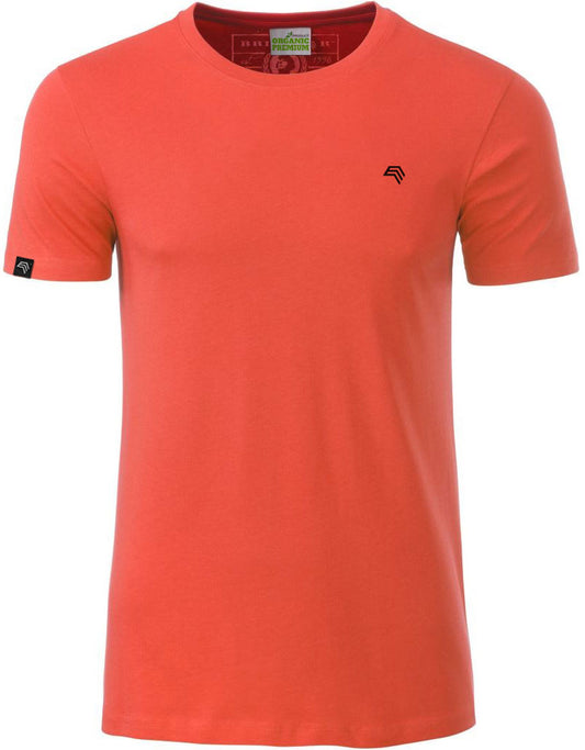 ― % ― JAN 8008 ― Herren Bio-Baumwolle T-Shirt - Rot Orange Coral [L]