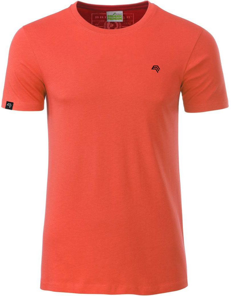 ― % ― JAN 8008 ― Herren Bio-Baumwolle T-Shirt - Rot Orange Coral / L