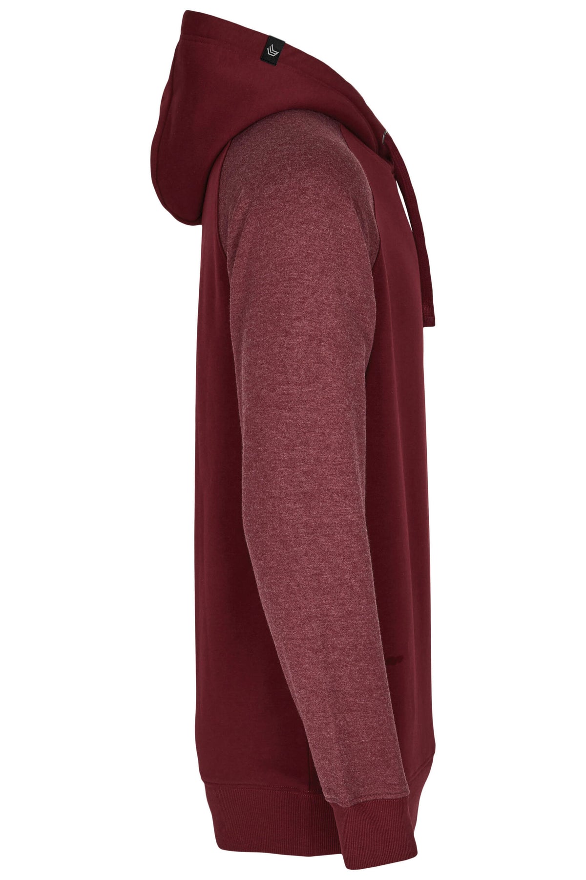 MMT 0611 ― Bi-Color No Pocket Hoodie Sweatshirt - Burgundy / Red Melange
