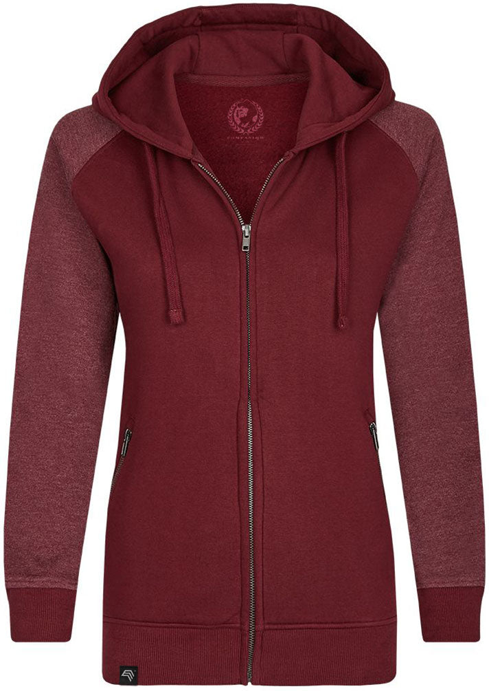 MMT 0720 ― Women's Bi-Color Hooded Jacket - Burgundy Red / Heather