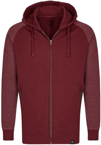 MMT 0710 ― Unisex Bi-Color Raglan Hooded Jacket - Burgund Rot / Melange