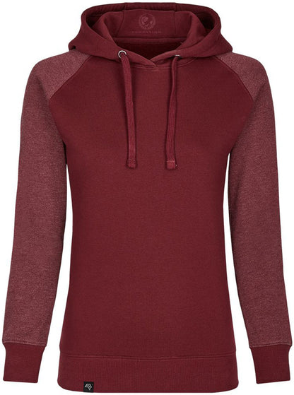 MMT 0621 ― Damen Bi-Color No Pocket Hoodie - Burgund Rot / Melange