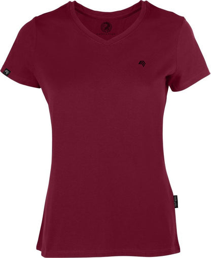 ― % ― RMH 0202 ― Damen Luxury Bio-Baumwolle V-Neck T-Shirt - Burgund Rot [4XL]