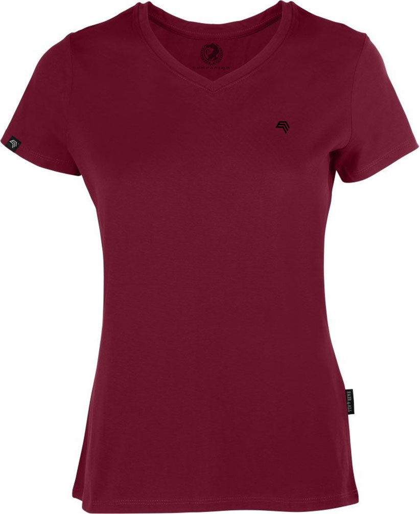 ― % ― RMH 0202 ― Damen Luxury Bio-Baumwolle V-Neck T-Shirt - Burgund Rot / 4XL