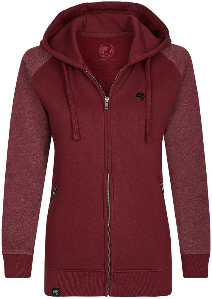 MMT 0720 ― Women's Bi-Color Hooded Jacket - Burgundy Red / Heather