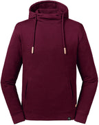 ― % ― RLL 209M/ ― Organic Cotton High Collar Hoodie Sweatshirt - Red Burgundy [3XL]