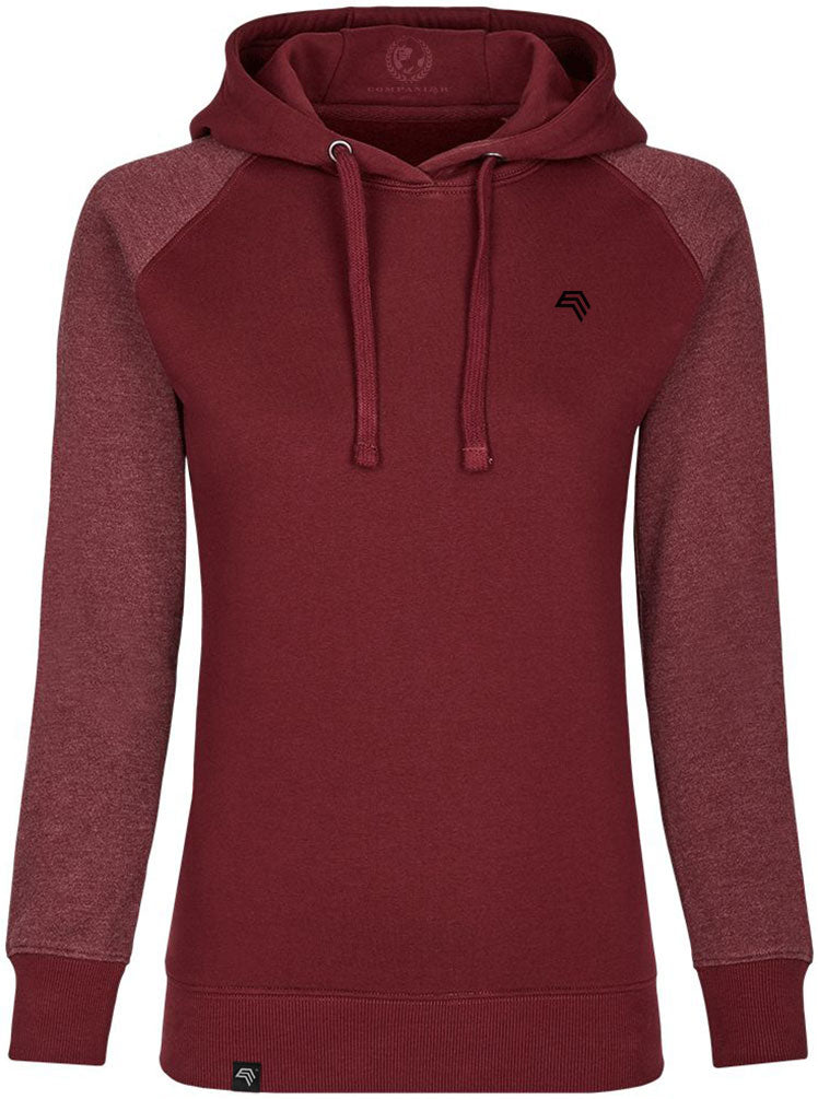 MMT 0621 ― Ladies Bi-Color No Pocket Hoodie - Burgundy Red / Heather
