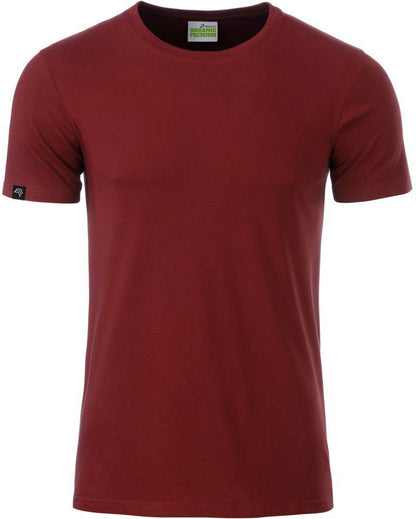 JAN 8008 ― Herren Bio-Baumwolle T-Shirt - Braun Bordeaux Rot