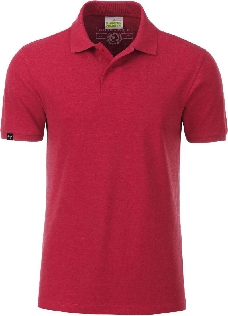 JAN 8010 ― Men's Organic Cotton Polo Shirt - Carmine Red Mélange