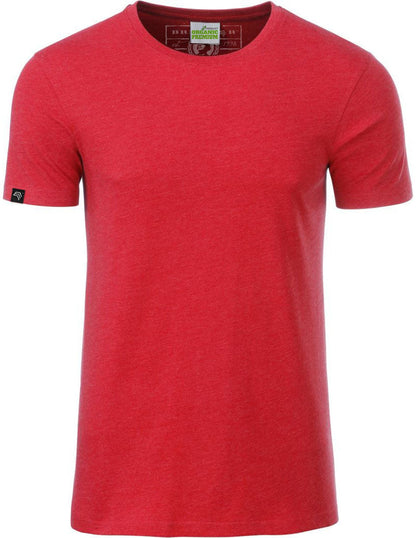 Bio-Baumwolle T-Shirt COMPANIEER Organic Cotton Red Rot Heather Melange