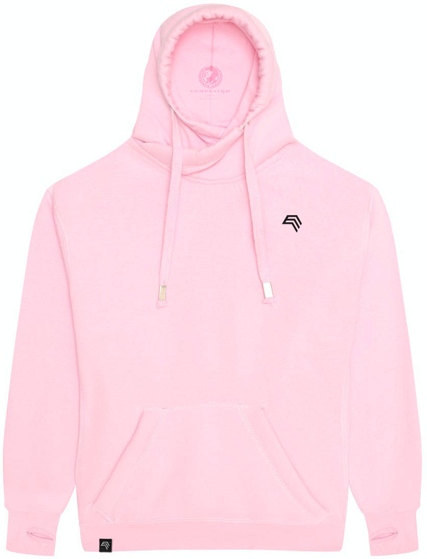 JDS 0021 ― Cross Neck Hoodie - Baby Pink