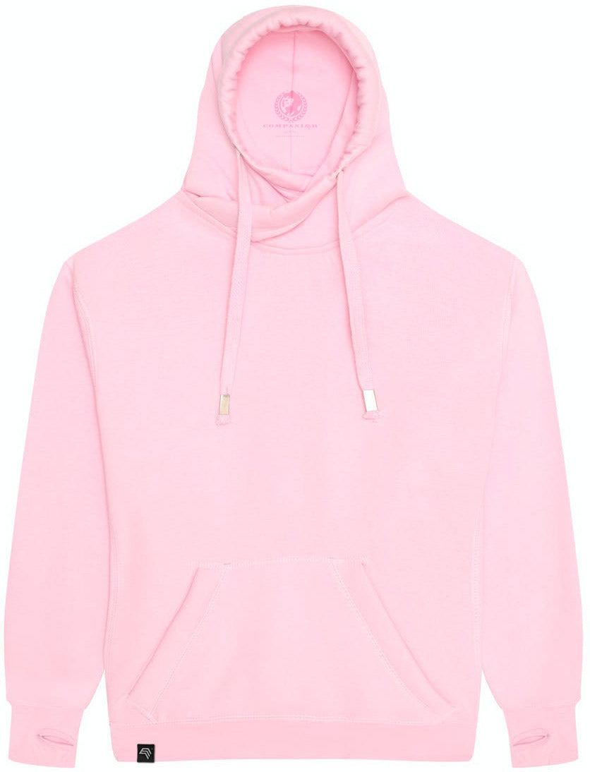 JDS 0021 ― Cross Neck Hoodie - Baby Pink